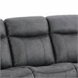 Arisa Manual Reclining Sofa- Drop-Down Table- Gray Faux Leather 87 Inch