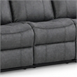 Arisa Manual Reclining Sofa- Drop-Down Table- Gray Faux Leather 87 Inch