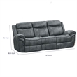 Arisa Manual Reclining Sofa- Drop-Down Table- Gray Faux Leather 87 Inch