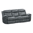 Arisa Manual Reclining Sofa- Drop-Down Table- Gray Faux Leather 87 Inch