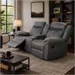 Arisa Manual Reclining Loveseat- Console- Gray Faux Leather 79 Inch