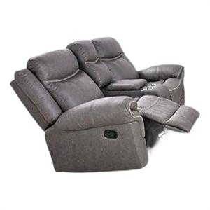 Arisa Manual Reclining Loveseat- Console- Gray Faux Leather 79 Inch