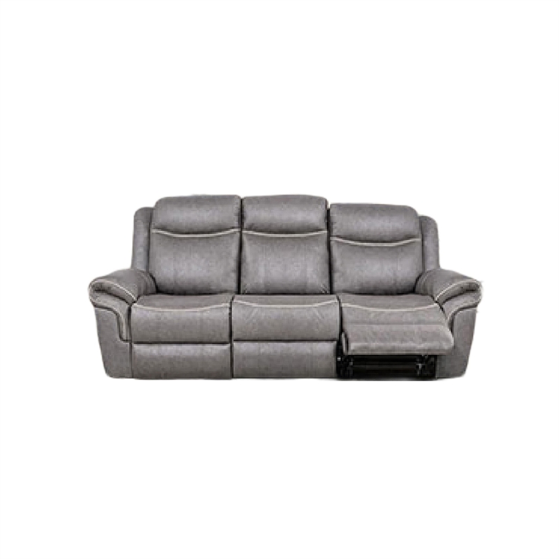 Arisa Manual Reclining Sofa- Drop-Down Table- Gray Faux Leather 87 Inch