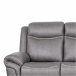Arisa Manual Reclining Sofa- Drop-Down Table- Gray Faux Leather 87 Inch