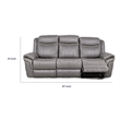 Arisa Manual Reclining Sofa- Drop-Down Table- Gray Faux Leather 87 Inch