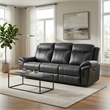 Arisa Manual Reclining Sofa- Drop-Down Table- Gray Faux Leather 87 Inch