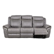 Arisa Manual Reclining Sofa- Drop-Down Table- Gray Faux Leather 87 Inch