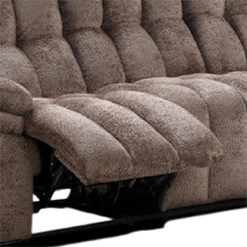 Heya Manual Recliner Sofa- Pillow Tufted Dark Brown Polyester- 92 Inch