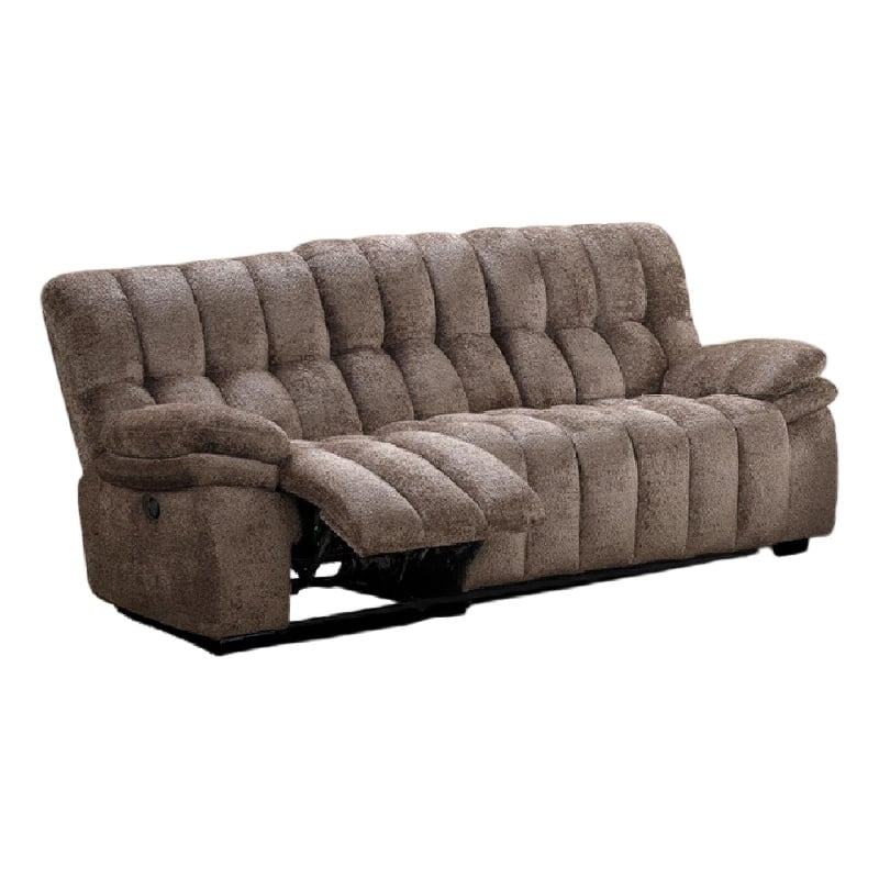 Heya Manual Recliner Sofa- Pillow Tufted Dark Brown Polyester- 92 Inch