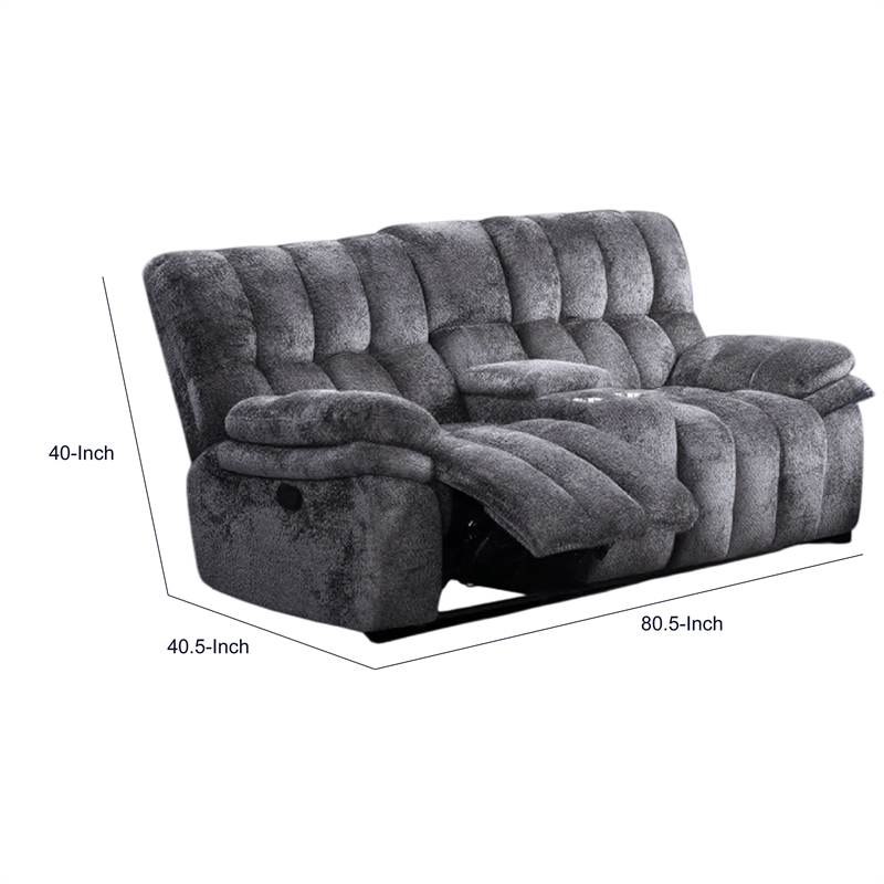 Heya Manual Recliner Loveseat- Pillow Tufted Dark Gray- 81 Inch