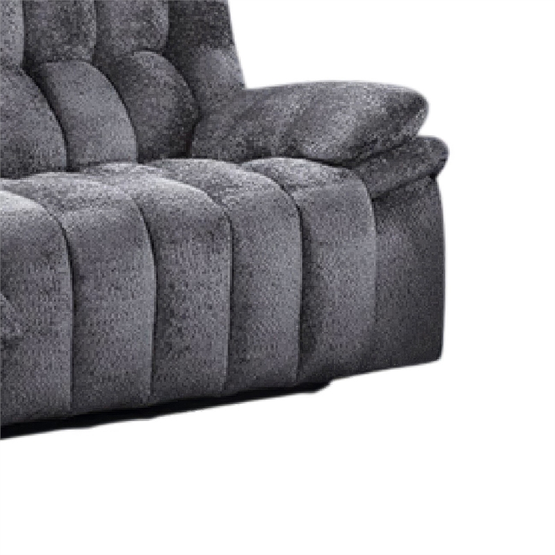 Heya Manual Recliner Sofa- Pillow Tufted Dark Gray Polyester- 92 Inch