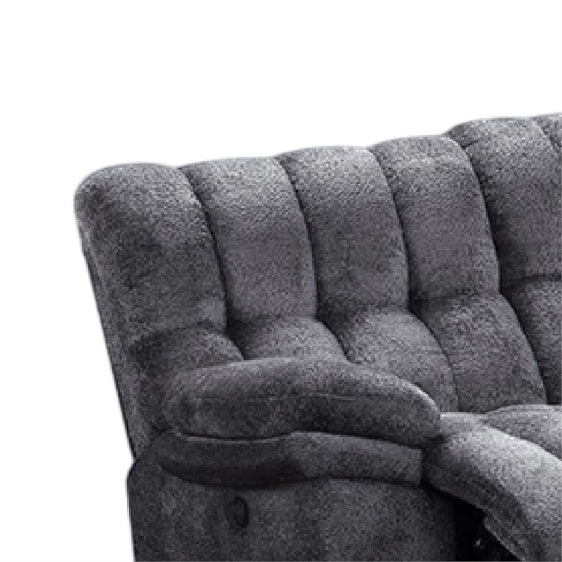 Heya Manual Recliner Sofa- Pillow Tufted Dark Gray Polyester- 92 Inch