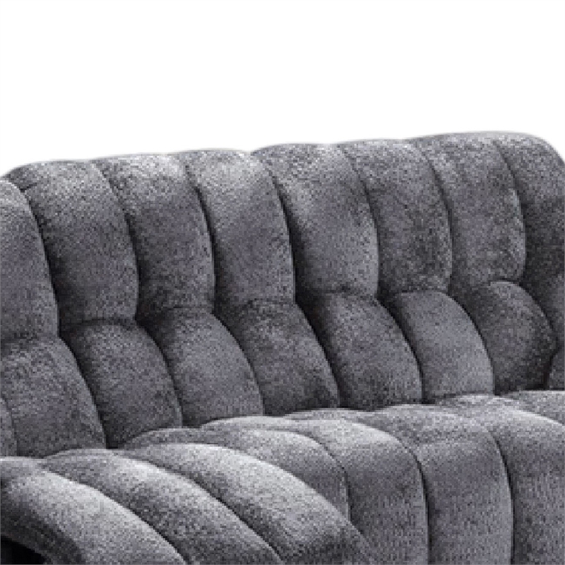 Heya Manual Recliner Sofa- Pillow Tufted Dark Gray Polyester- 92 Inch
