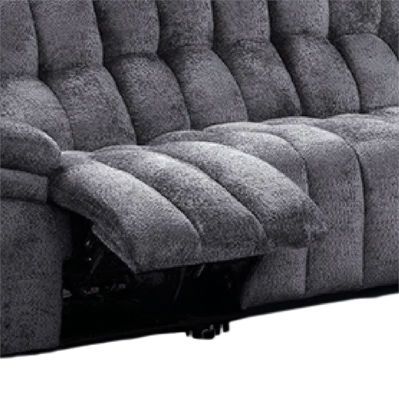 Heya Manual Recliner Sofa- Pillow Tufted Dark Gray Polyester- 92 Inch