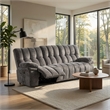 Heya Manual Recliner Sofa- Pillow Tufted Dark Gray Polyester- 92 Inch