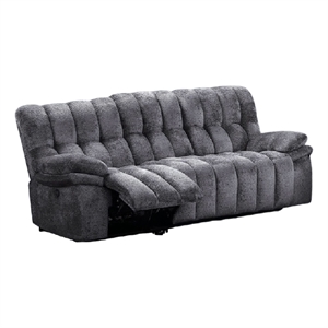 Heya Manual Recliner Sofa- Pillow Tufted Dark Gray Polyester- 92 Inch