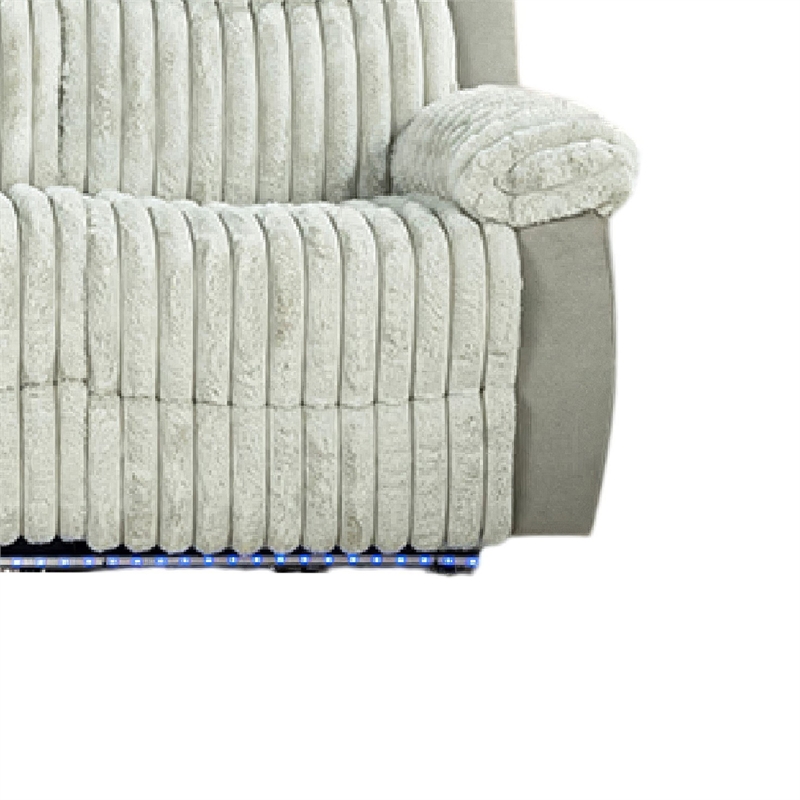 Jeya Manual Recliner Sofa- Wide Wale Light Gray Faux Fur- 83 Inch