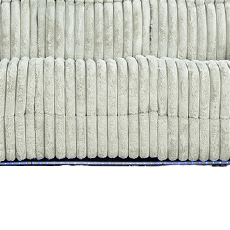 Jeya Manual Recliner Sofa- Wide Wale Light Gray Faux Fur- 83 Inch