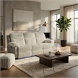 Jeya Manual Recliner Sofa- Wide Wale Light Gray Faux Fur- 83 Inch