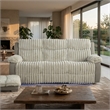 Jeya Manual Recliner Sofa- Wide Wale Light Gray Faux Fur- 83 Inch