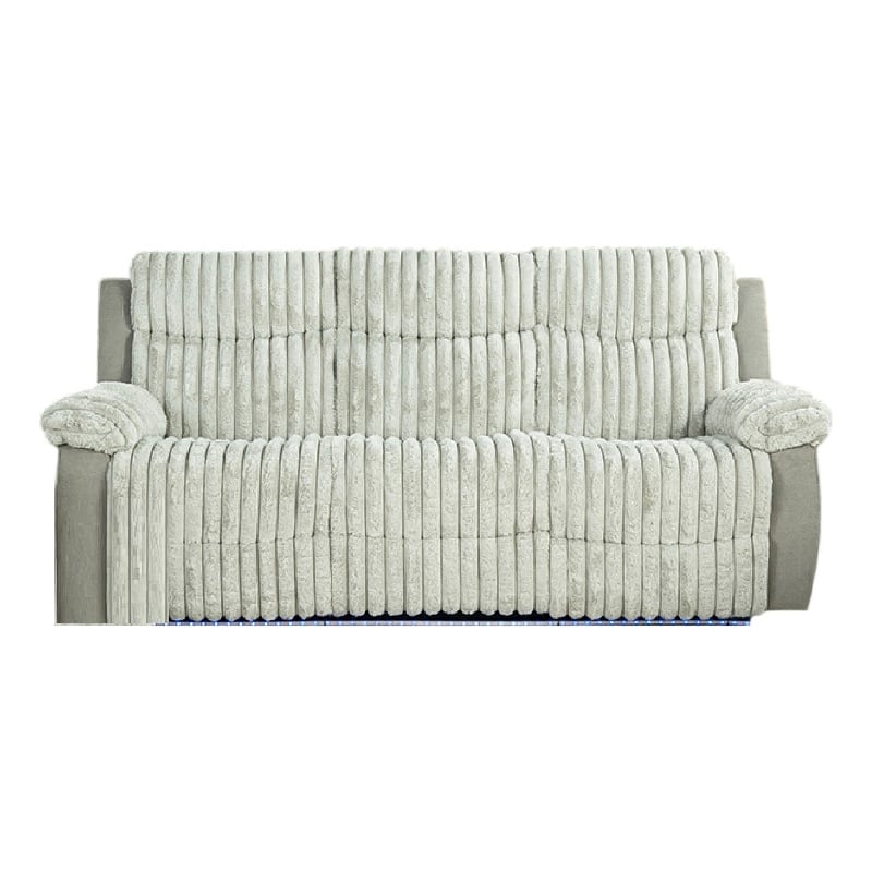 Jeya Manual Recliner Sofa- Wide Wale Light Gray Faux Fur- 83 Inch