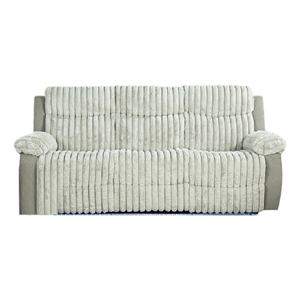 Jeya Manual Recliner Sofa- Wide Wale Light Gray Faux Fur- 83 Inch