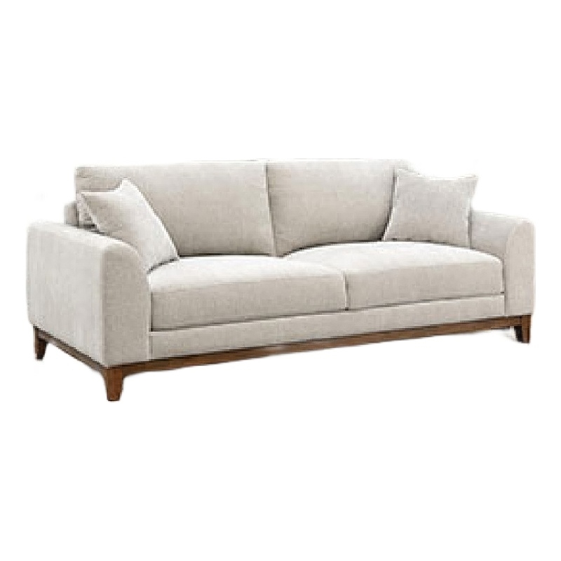 Wera Accent Sofa with 2 Pillows- Light Gray Chenille- 84 Inch