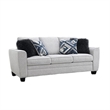 Eny Sofa- 4 Accent Pillows- Light Gray Chenille- Black Legs- 84 Inch