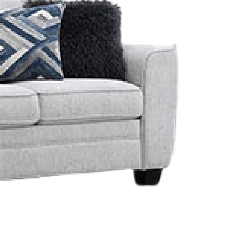 Eny Sofa- 4 Accent Pillows- Light Gray Chenille- Black Legs- 84 Inch