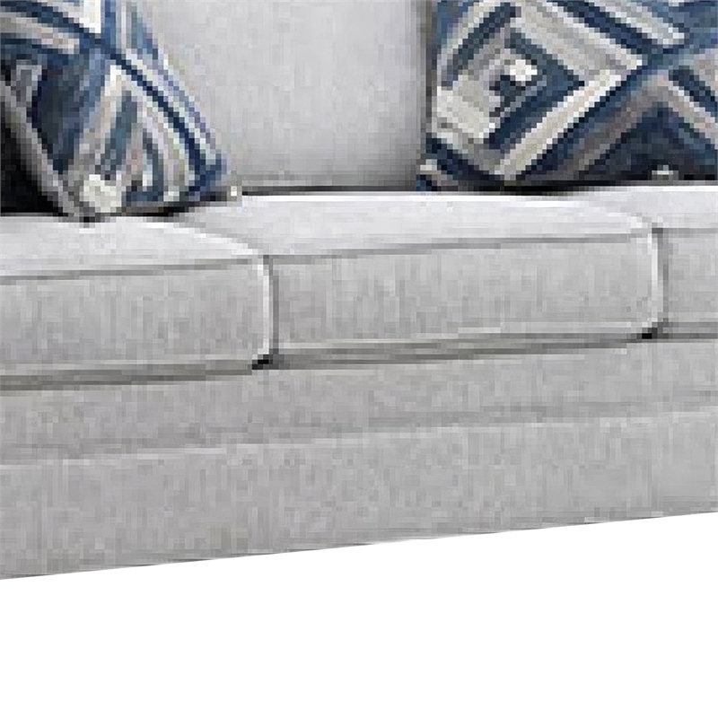 Eny Sofa- 4 Accent Pillows- Light Gray Chenille- Black Legs- 84 Inch