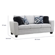 Eny Sofa- 4 Accent Pillows- Light Gray Chenille- Black Legs- 84 Inch