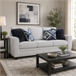 Eny Sofa- 4 Accent Pillows- Light Gray Chenille- Black Legs- 84 Inch