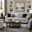 Eny Sofa- 4 Accent Pillows- Light Gray Chenille- Black Legs- 84 Inch