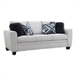 Eny Sofa- 4 Accent Pillows- Light Gray Chenille- Black Legs- 84 Inch