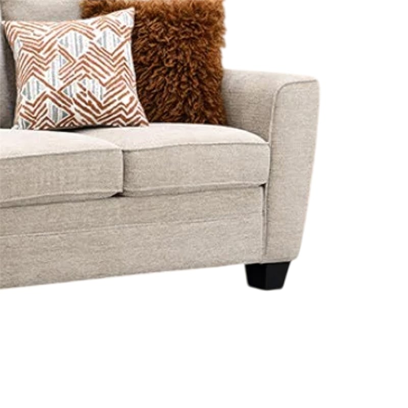 Eny Loveseat with 3 Pillows- Taupe Brown Chenille- Black Legs- 64 Inch