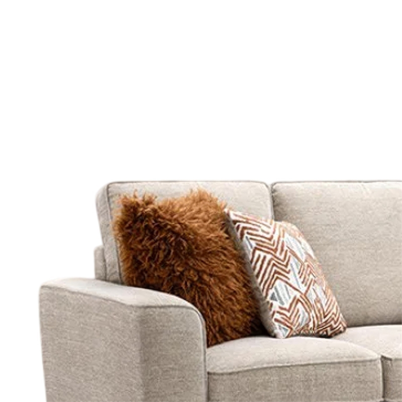 Eny Loveseat with 3 Pillows- Taupe Brown Chenille- Black Legs- 64 Inch