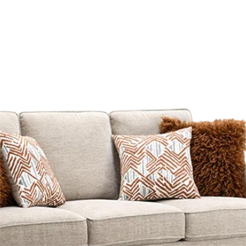 Eny Loveseat with 3 Pillows- Taupe Brown Chenille- Black Legs- 64 Inch
