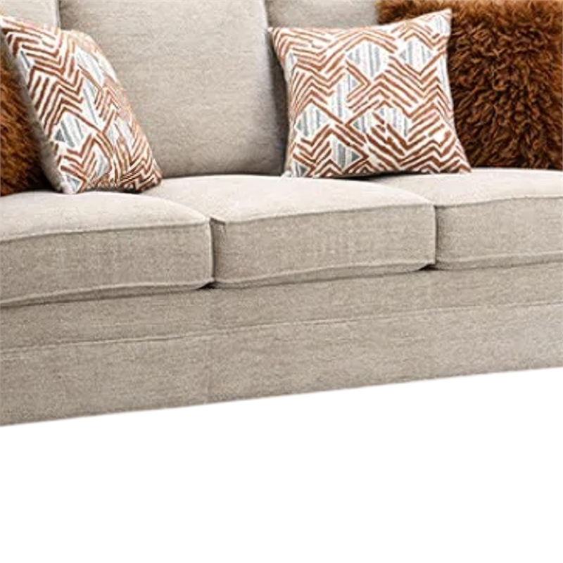 Eny Loveseat with 3 Pillows- Taupe Brown Chenille- Black Legs- 64 Inch
