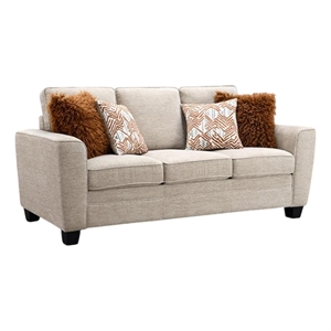 Eny Loveseat with 3 Pillows- Taupe Brown Chenille- Black Legs- 64 Inch