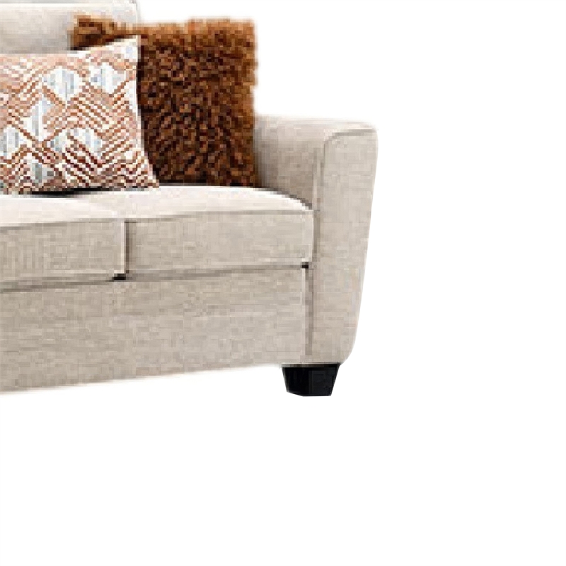 Eny Sofa with 4 Pillows- Taupe Brown Chenille- Black Legs- 84 Inch