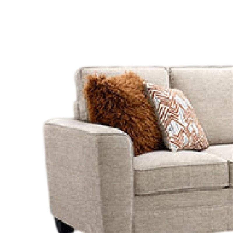 Eny Sofa with 4 Pillows- Taupe Brown Chenille- Black Legs- 84 Inch