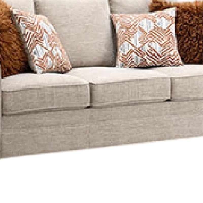 Eny Sofa with 4 Pillows- Taupe Brown Chenille- Black Legs- 84 Inch