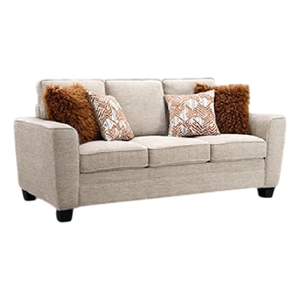 Eny Sofa with 4 Pillows- Taupe Brown Chenille- Black Legs- 84 Inch