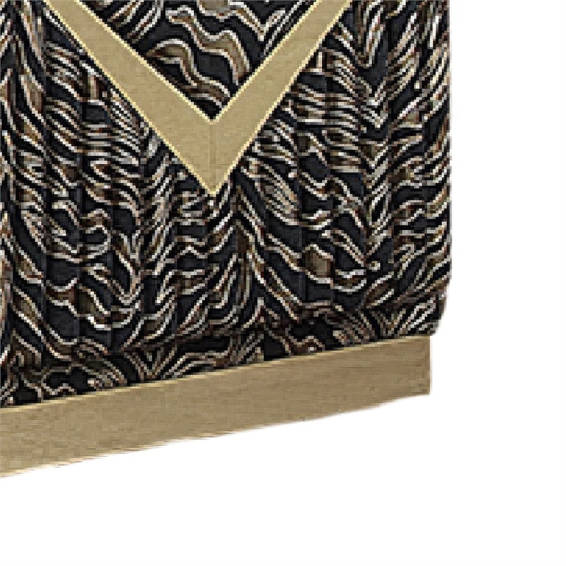 Dero Loveseat- 3 Pillows- Black Velvet- Gold Zebra Print Panels- 66 Inch