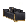 Vysa Loveseat with 2 Pillows- Barrel Back- Gold Base- 68 Inch Black