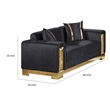 Vysa Loveseat with 2 Pillows- Barrel Back- Gold Base- 68 Inch Black
