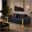 Vysa Loveseat with 2 Pillows- Barrel Back- Gold Base- 68 Inch Black