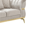 Jysa Loveseat- 3 Pillows- Gold Trim Flared Arms- Beige 68 Inch