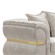 Jysa Loveseat- 3 Pillows- Gold Trim Flared Arms- Beige 68 Inch
