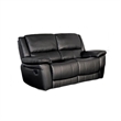Larus Manual Motion Recliner Loveseat- Black Faux Leather 60 Inch